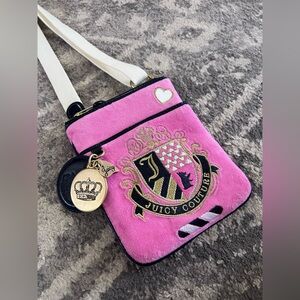 Juicy Couture Pink Velvet Crest Mini Crossbody